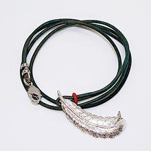 Load image into Gallery viewer, Smooth &amp; nubuck leather cord &amp; sterling silver feather necklaces
