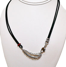 Load image into Gallery viewer, Smooth &amp; nubuck leather cord &amp; sterling silver feather necklaces
