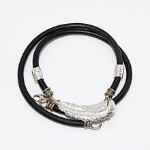 Load image into Gallery viewer, Smooth &amp; nubuck leather cord &amp; sterling silver feather necklaces
