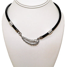 Load image into Gallery viewer, Smooth &amp; nubuck leather cord &amp; sterling silver feather necklaces
