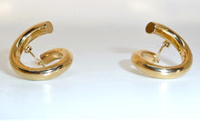 Load image into Gallery viewer, 14K yellow gold swirly hoop earrings
