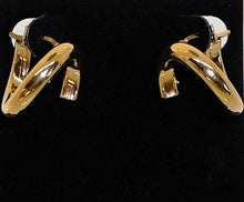 Load image into Gallery viewer, 14K yellow gold swirly hoop earrings
