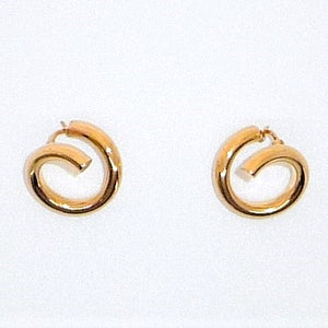 14K yellow gold swirly hoop earrings