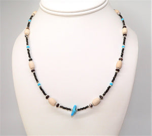 Sleeping Beauty turquoise, ivoryite, & wild horse (Arizona-mined) gemstones necklace