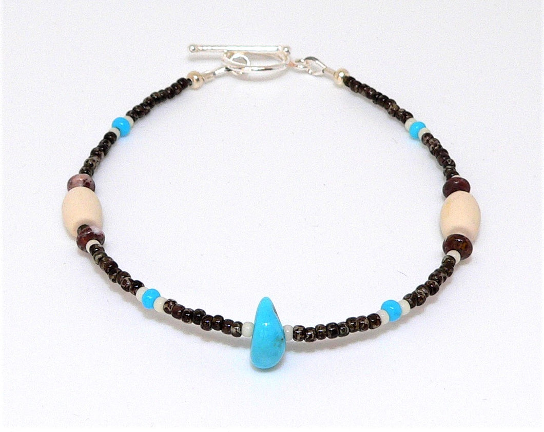 Sleeping Beauty turquoise, ivoryite, & wild horse (Arizona-mined) gemstones bracelet