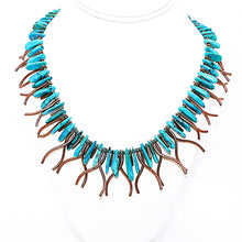 Load image into Gallery viewer, Bisbee turquoise &amp; copper stick bib necklace
