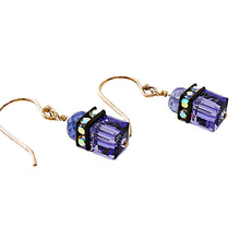 Load image into Gallery viewer, Tanzanite &amp; Swarovski crystal sterling earrings with French wires
