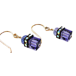 Tanzanite & Swarovski crystal sterling earrings with French wires