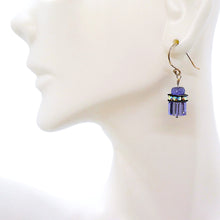 Load image into Gallery viewer, Tanzanite &amp; Swarovski crystal sterling earrings with French wires
