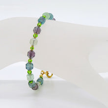 Load image into Gallery viewer, Multi-color fluorite gemstone bracelet in brass (3 options)
