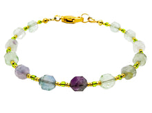 Load image into Gallery viewer, Multi-color fluorite gemstone bracelet in brass (3 options)
