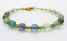 Load image into Gallery viewer, Multi-color fluorite gemstone bracelet in brass (3 options)
