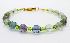 Multi-color fluorite gemstone bracelet in brass (3 options)