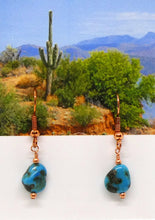 Load image into Gallery viewer, Kingman turquoise pebbles &amp; copper earrings
