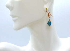 Kingman turquoise pebbles & copper earrings