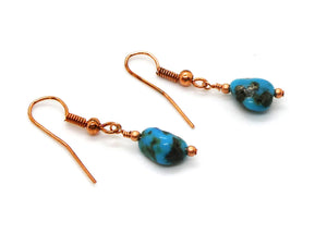 Kingman turquoise pebbles & copper earrings