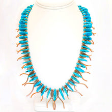 Load image into Gallery viewer, Sleeping Beauty turquoise &amp; copper stick bib necklace
