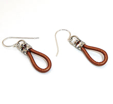 Load image into Gallery viewer, Leather &amp; sterling silver &quot;stirrup&quot; earrings
