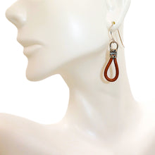 Load image into Gallery viewer, Leather &amp; sterling silver &quot;stirrup&quot; earrings
