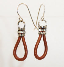 Load image into Gallery viewer, Leather &amp; sterling silver &quot;stirrup&quot; earrings
