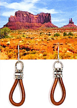 Load image into Gallery viewer, Leather &amp; sterling silver &quot;stirrup&quot; earrings
