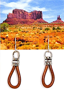 Leather & sterling silver "stirrup" earrings