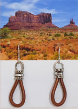 Load image into Gallery viewer, Leather &amp; sterling silver &quot;stirrup&quot; earrings
