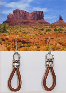 Leather & sterling silver "stirrup" earrings