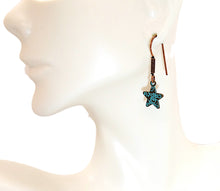 Load image into Gallery viewer, Star &quot;just for you&quot; earrings in patina bronze with French wires
