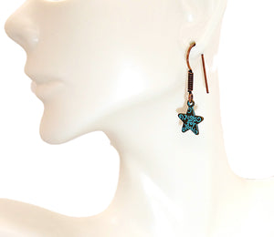 Star "just for you" earrings in patina bronze with French wires
