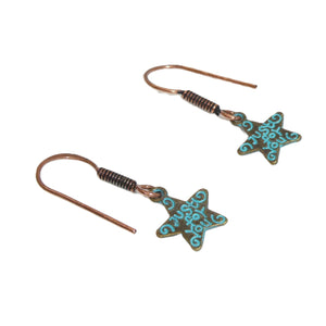 Star "just for you" earrings in patina bronze with French wires