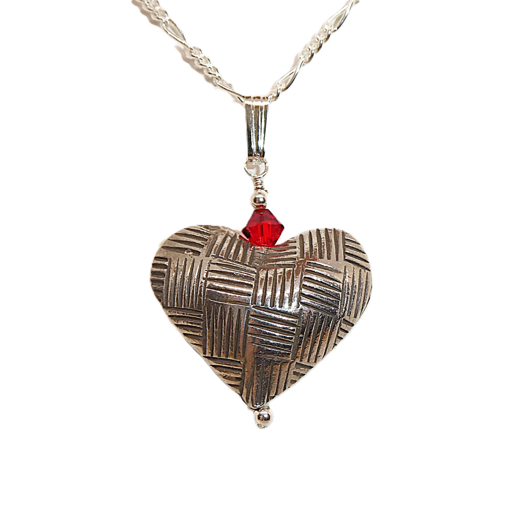 Medium heart pendant necklaces in fine silver (3 styles)