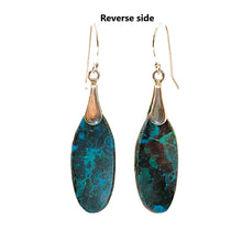 Load image into Gallery viewer, Long teardrop chrysocolla &amp; sterling silver earrings with French wires
