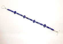 Load image into Gallery viewer, Multi-shape lapis lazuli gemstone bracelet in sterling silver
