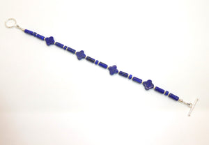 Multi-shape lapis lazuli gemstone bracelet in sterling silver