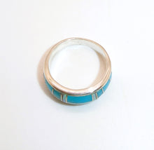 Load image into Gallery viewer, Turquoise &amp; opal inlay band ring- size 6 - made in the USA
