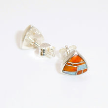 Load image into Gallery viewer, Gemstone inlay sterling post earrings (triangular shape)- 5 styles - Made in the USA
