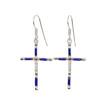 Load image into Gallery viewer, Double-sided inlay cross earrings - Made in USA
