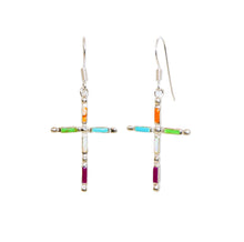 Load image into Gallery viewer, Double-sided inlay cross earrings - Made in USA

