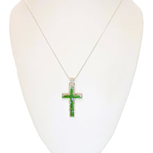 Load image into Gallery viewer, Gaspeite &amp; opal inlay cross necklace - Made in USA
