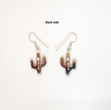 Load image into Gallery viewer, Spiny oyster shell, opal &amp; sterling inlay cactus earrings with French wires (made in USA)
