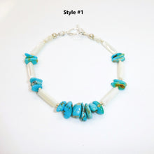 Load image into Gallery viewer, Blue turquoise &amp; mother-of-pearl bracelets in sterling
