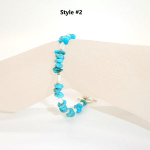 Blue turquoise & mother-of-pearl bracelets in sterling