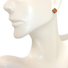 Load image into Gallery viewer, Gemstone inlay sterling post earrings (soft diamond shape) 7 styles - Made in the USA
