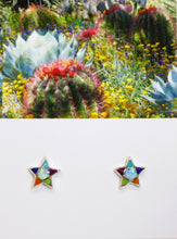 Load image into Gallery viewer, Gemstone inlay sterling post earrings (star shape) - Made in the USA
