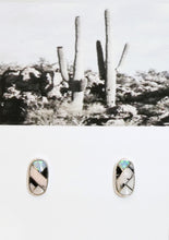 Load image into Gallery viewer, Gemstone inlay sterling post earrings (tube shape) - 5 styles Made in the USA
