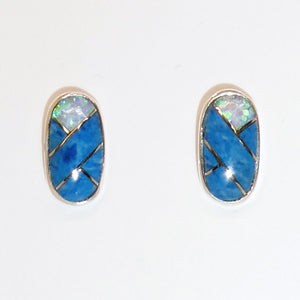 Gemstone inlay sterling post earrings (tube shape) - 5 styles Made in the USA