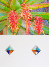 Load image into Gallery viewer, Gemstone inlay sterling post earrings (diamond shape) 2 styles - Made in the USA
