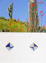 Load image into Gallery viewer, Gemstone inlay sterling post earrings (diamond shape) 2 styles - Made in the USA
