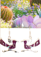 Load image into Gallery viewer, Roadrunner inlay earrings in sugilite &amp; sterling  (Made in the USA)
